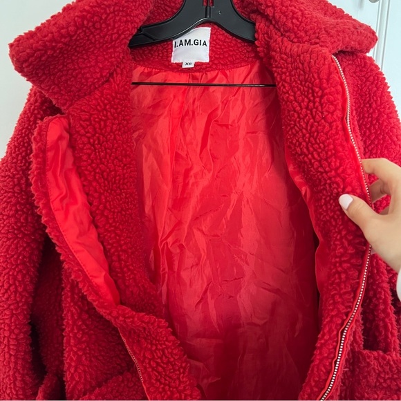 I AM GIA Red Pixie Teddy Coat - Picture 6 of 7